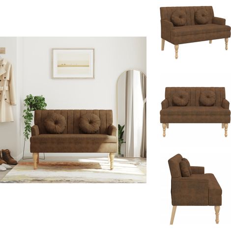 vidaXL Banc avec coussins marron 113x64,5x75,5 cm similicuir daim (1/5)