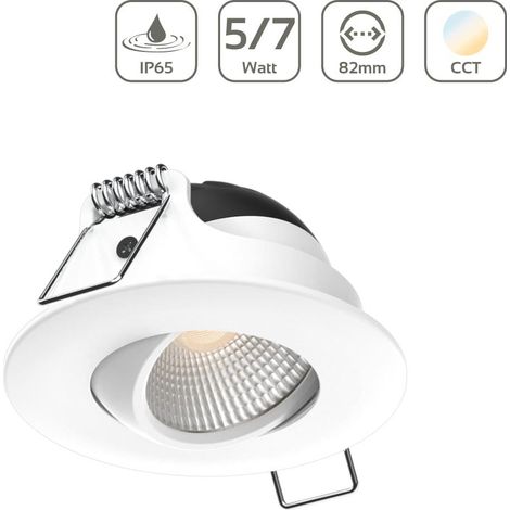 LED Einbaustrahler IP65 CCT 5/7W Ausschnitt Ø68mm 50° dimmbar Reflektor - Farbe: weiß