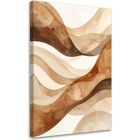 Stampe su Tela, Astrattismo onde linee beige, 40x60 (1/5)