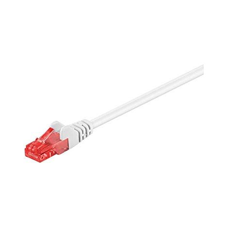 CAT 6 cavo patch, U/UTP, bianco, conduttore di alluminio placcato di rame (CCA). Lunghezza del Cavo 0.25 m (1/2)