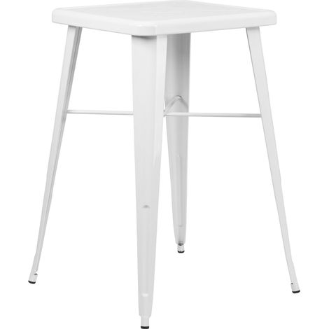 Table carrée de Hauteur de Bar intérieur/extérieur, Métal, Blanc, 93,98 x 65,41 x 15,24 cm (1/5)