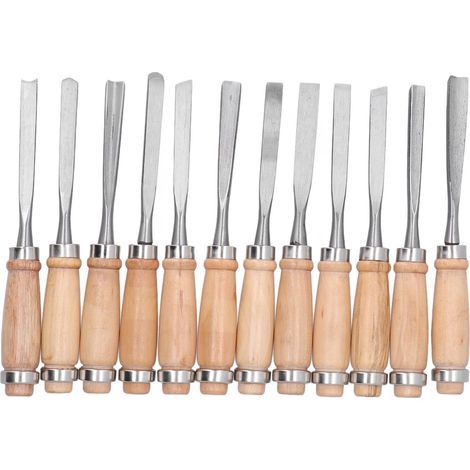 Woodturning chisels, grooves, parting tool set, wood carving accessories, 8 inches, 12 pieces (1/5)