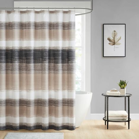 Rideau de Douche en Tissu Microfibre imprimé Aquarelle Multicolore Taupe pour Salle de Bain, Salle de Bain Moderne D cor, Lavable en Machine, Rideau de Douche en Tissu (1/5)