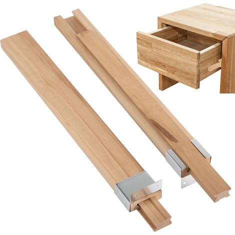 Lot de 2 glissières tiroir en bois, rail guidage central bois 40 cm (1/5)