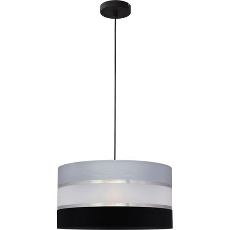 Helam HELEN Plafonnier Suspension Cylindrique Gris, Argent, Noir 40cm