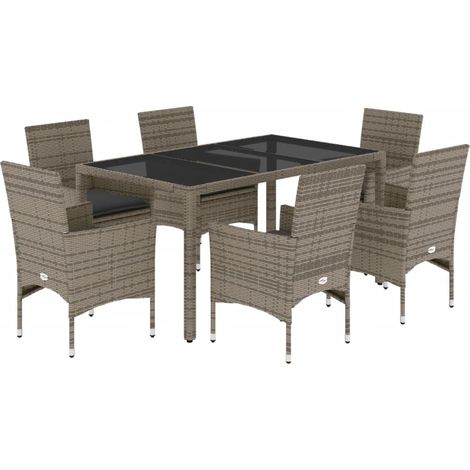 Maison Exclusive - Set comedor jardín 7 pzas y cojines ratán sint (1/5)