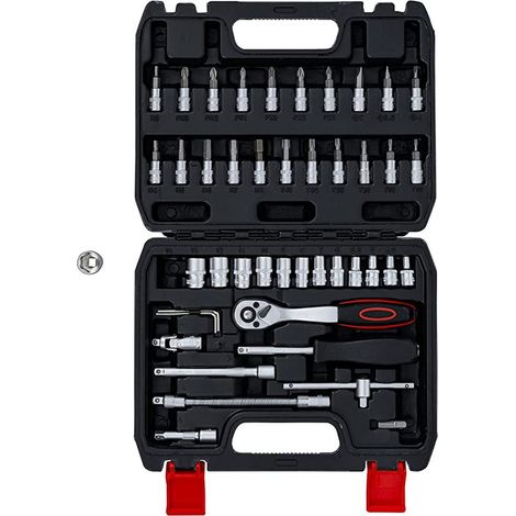 Bgs Technic – Coffret cliquet et douilles 1/4 – 46 pièces en chrome vanadium – Mécanisme 72 dents – Douilles de 4 à 14 mm – Embouts Torx et hexagonaux (1/5)