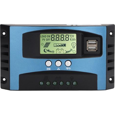 Régulateur solaire MPPT 20A 12V/24V auto-identification, écran LCD, double sortie USB réglable, contrôleur de charge solaire (1/5)