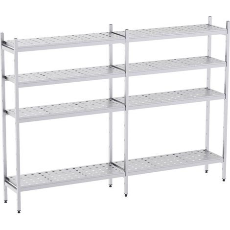 Rayonnage en Acier Inoxydable Linéaires Clayettes Perforées - 2090 à 2990 mm - 4 Niv - P500 - Distform