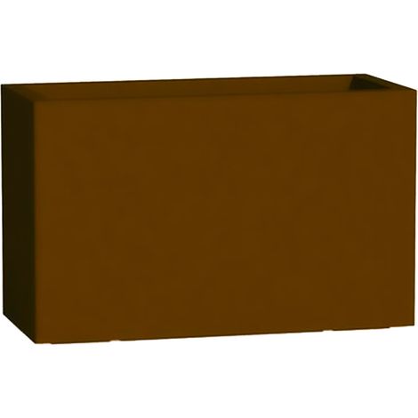 Rechteckige Vase Cromia Flowerpot aus einfarbigem Harz mit Dekoration "Made in Italy -Braun