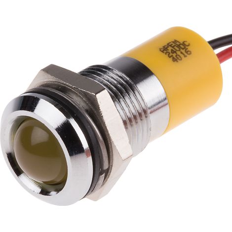 Voyant LED lumineux Jaune RS PRO, dia. 14mm, 24V c.c., IP67 ( Prix pour 1 ) (1/2)