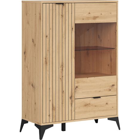 Geschirrschrank Mao mit 1 Schublade und 2 Türen, Holzoptik, 133cm (1/3)