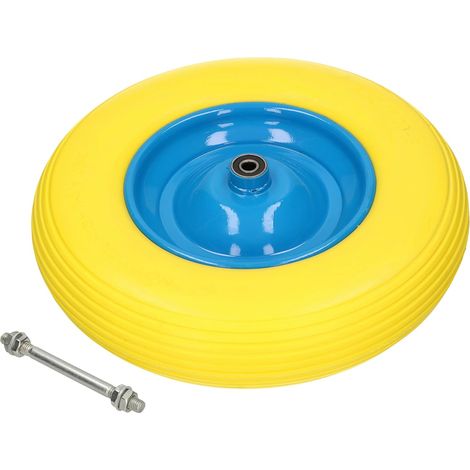 KOTARBAU Roue de brouette 4.80/4.00-8 - Pneus en polyuréthane renforcé - Diamètre 390 mm - 200 kg - Roue complète avec axe (1/5)