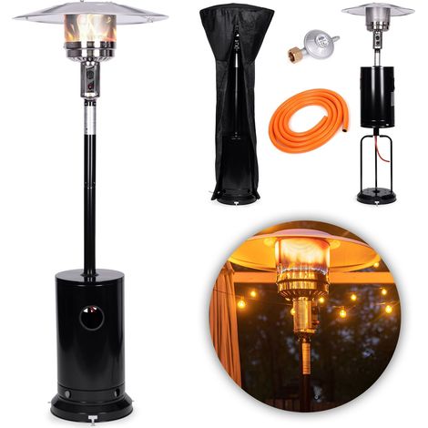 Stufa a gas da esterno, 13 kW, vetro, per giardino e terrazza, regolatore, tubo flessibile, copertura, MultiGarden