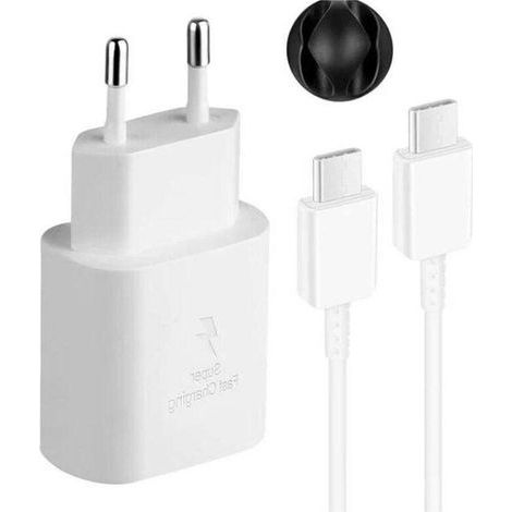 25-W-Schnellladegerät + USB-C-USB-C-Kabel, kompatibel mit Samsung, Weiß (1/4)