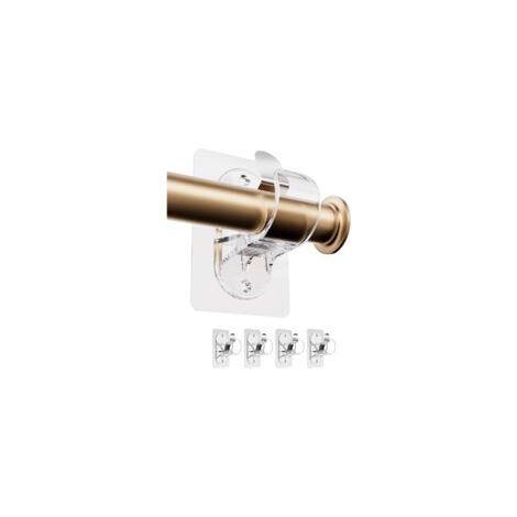 Support Tringle Rideau Sans Percage Adhésif Fort – Salle de Bain Cuisine Salon Chambre (4 Pièces Transparent) - Crezuo