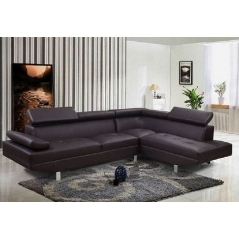 Divano angolare, pelle marrone moderno 270cm Sicorage Eldy Destra