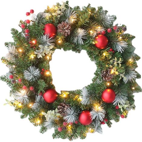 Weihnachtsgirlande aus Tannenzapfen mit Lichterkette, 30 cm, künstliche Hängegirlande, Weihnachtsdekoration für Zuhause (1/5)