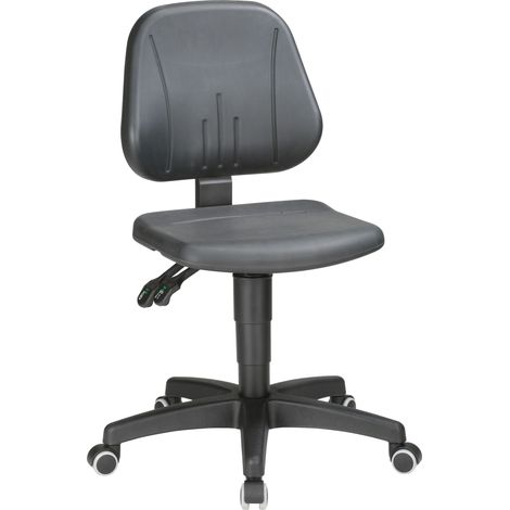 Sedia da lavoro Unitec con ruote, seduta in schiuma integrale, nera, altezza regolabile 440-620 mm