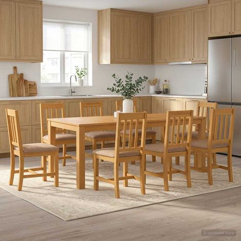 vidaXL Ensemble de salle à manger 9 pc Gris Bois de chêne massif (1/5)