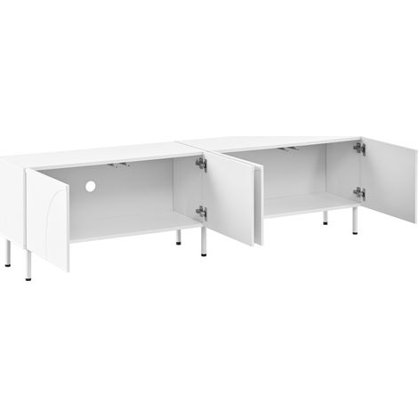 Mueble TV blanco de 180 cm con 4 puertas y patas metálicas (1/5)