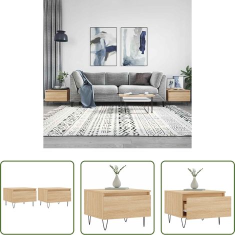 Holzwerkstoff - Couchtische 2 Stk. Sonoma-Eiche 50x46x35 cm Holzwerkstoff (1/5)
