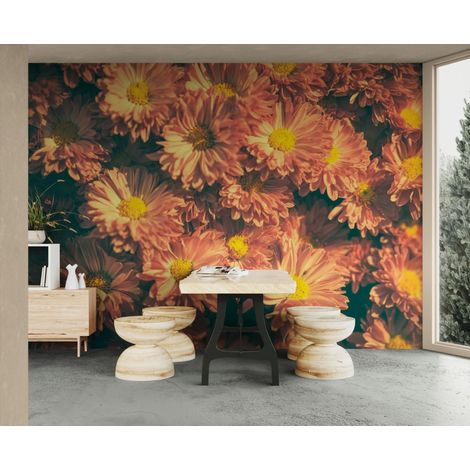 Papier peint floral – Fleurs rosées lumineuses - 150 x 250 cm (1/2)