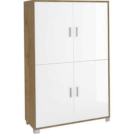 Mobile Multiuso 4 Ante 107x162x41 cm Olmo Chiaro/Bianco Lucido (1/4)