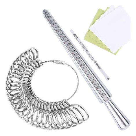 Sollbry Baguier Calibreur de 41 à 76 Mesure de Taille de Doigt Jauge Anneaux Outil de Bague avec 3 Echelles de Mesure (eu, us, uk) (1/5)