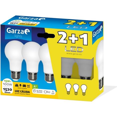 Lampara ilumin estan led garza e27 15w 1520lm 3000k 3 pz (1/2)