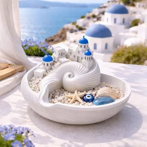 Santorini souvenir box, Greek island scenery decoration, tourist souvenir craft, 3D printed ornament as shown - colorful