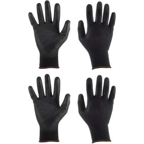 Paar XU 24 cm rutschfeste Nylon-Arbeitshandschuhe mit Gummibeschichtung für Elektronikinstallation und -reparatur (Größe L), Schwarz/Braun --Crezuo