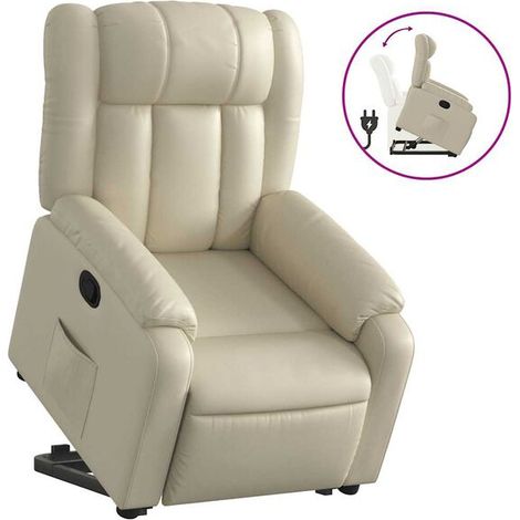 Fauteuil inclinable en similicuir beige (1/5)