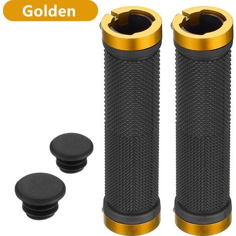 Goldene Lenkergriffe ohne Etikett, doppelseitige, verriegelbare Lenkergriffe aus Aluminiumlegierung, rutschfeste Gummigriffe für Fahrräder (1/5)