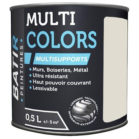 Peintures Multi Colors BÂTIR Satin Soyeux Gris Bouleau 0,5 L (1/2)