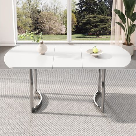table repas extensible 140 a 180 cm MDF blanc moderne OKMYHOME (1/5)