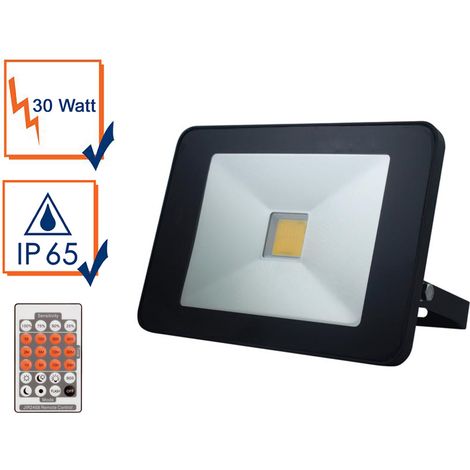30 Watt LED Strahler Bewegungsmelder & Fernbedienung, 4000 Kelvin, IP65, 15x21cm