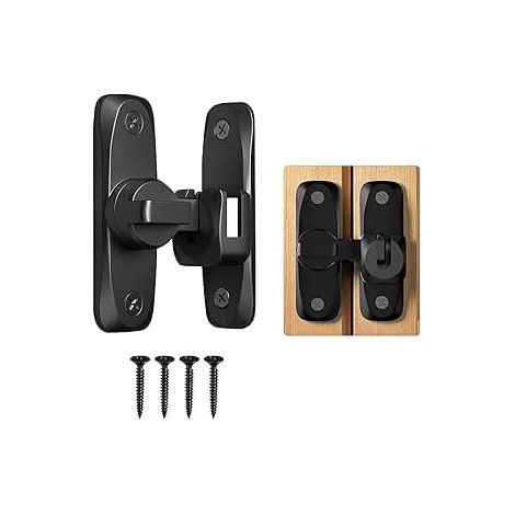 2 Pcs Matte Black Security Door Latch without Drilling with Screws 90 or 180 Degree Installation Stainless Steel Sliding Door Clasp for Home Office and Bedroom (1/5)