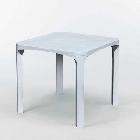 Poly-Rattan-Bartisch für den Außenbereich 80x80 Grand Soleil Olè - Weiß