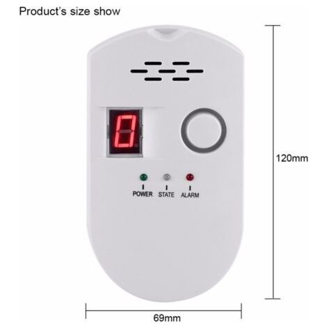 Gasdetektor, LPG/Erdgas/Kohlenstoffgas-Lecksucher, Plug-in-Sensor-Monitor (Weiß)