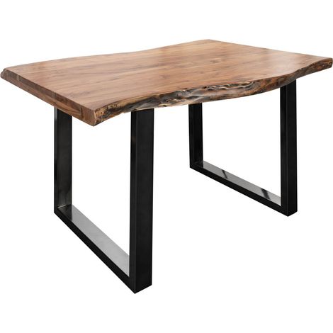 Baumtisch Akazie 140x90x77 natur lackiert / U-Beine anthrazit glänzend FREEFORM 5