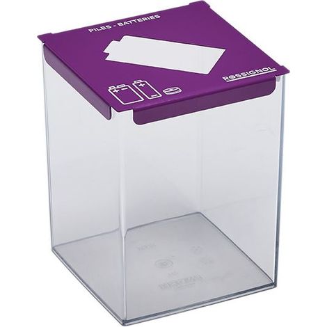 Collecteur de piles Pileo - 2l - corps transparent / couvercle violet sécurité - RAL 4008 (1/2)
