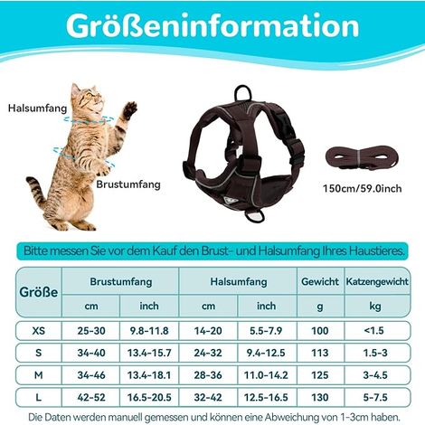 Adjustable Cat Harness Free Leash Soft Cat Harness (Brown, S) (1/4)