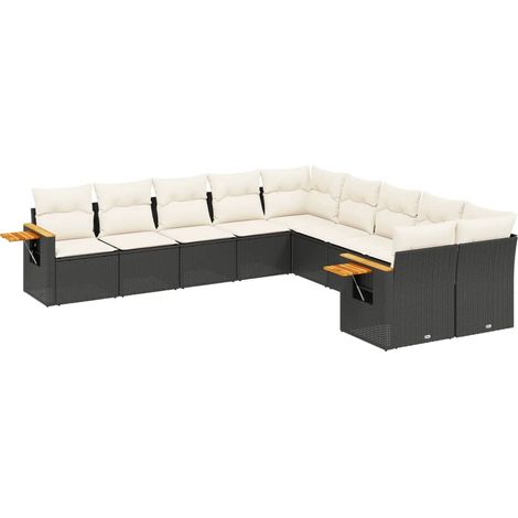 Maison Exclusive - Patio Sofa Set 10 plaza Black and Cream (1/5)
