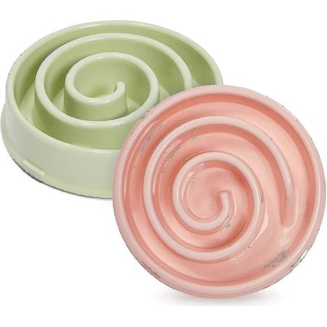 Gamelle interactive pour chien, distributeur de croquettes en spirale à alimentation lente (rose et vert) (1/5)
