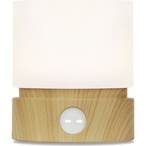 Veilleuse avec minuterie, petite lampe de chambre à coucher LED, lampe de table de chevet, veilleuse pour enfants, allaitement de bébé, grain de bois, intensité variable, fonctionne à piles, couleur d (1/5)