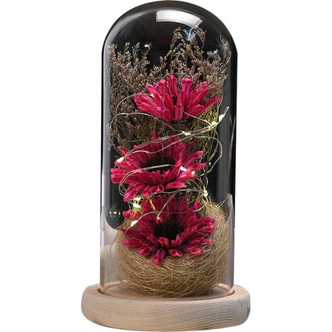 1 Tournesol artificiel, Dôme en verre, Bande LED intégrée, Décoration intérieure, Cadeau pour femme (1/5)