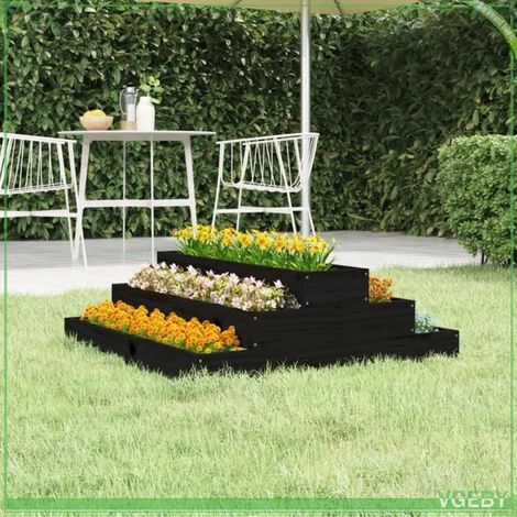 Jardinière - FAFEICY - 823896 - Bois de pin massif - 3 profondeurs (marches d'escalier) - 80x80x27 cm (1/5)