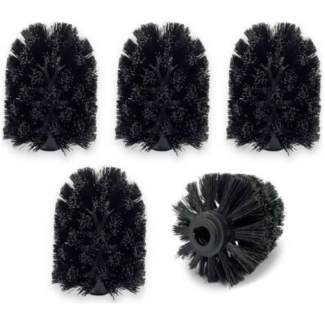(5er-Pack) Ersatz-WC-Bürstenkopf, Ersatzkopf für WC-Bürste, Kunststoff Schwarz, 7 x 7 x 9 cm (Kopf) (1/5)