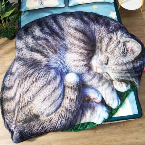 Couverture mignon chat imprimé grande taille pondérée couverture canapé jeter couverture enfant literie adulte - Type 1 - 120x170cm (1/3)